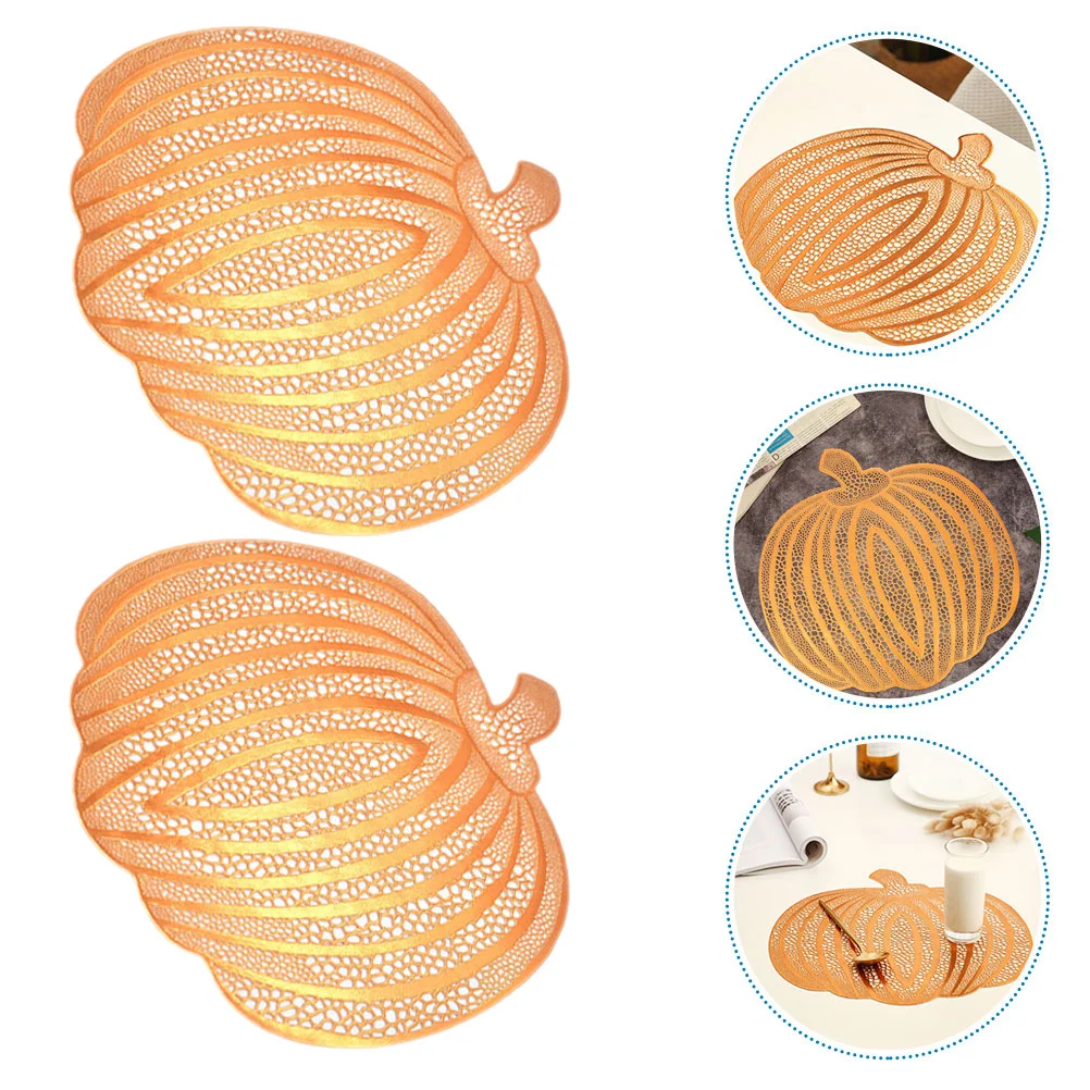 

6Pcs Hollow Out PVC Pumpkin Placemats Heat Resistant Non Slip Waterproof Fall Table Dining Mats Thanksgiving Halloween