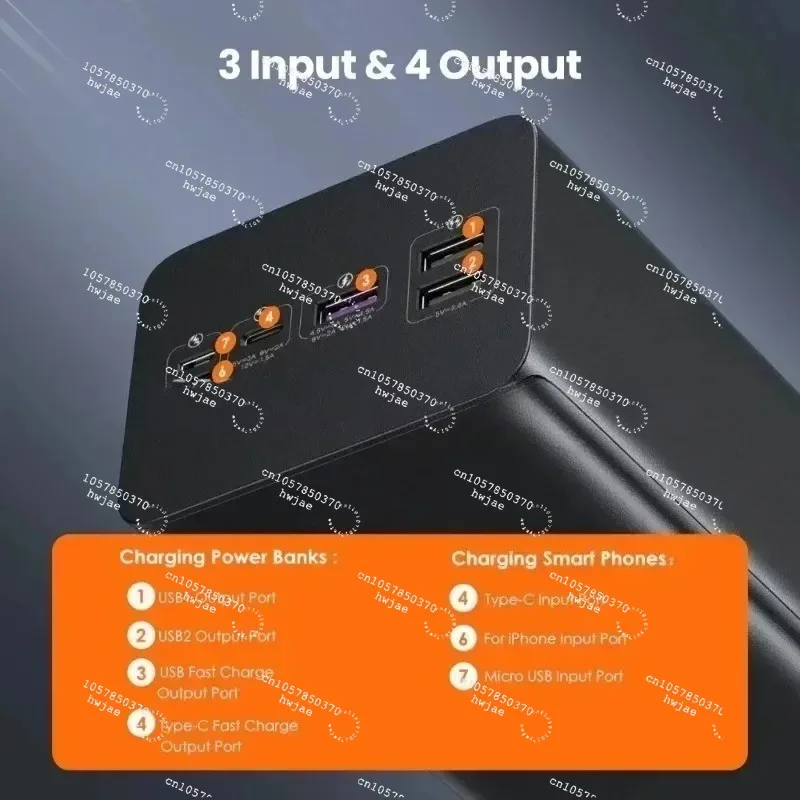 60000mAh PD QC Fast Charging Portable External Battery Charger for Laptop, iPhone, Xiaomi and Other Devices