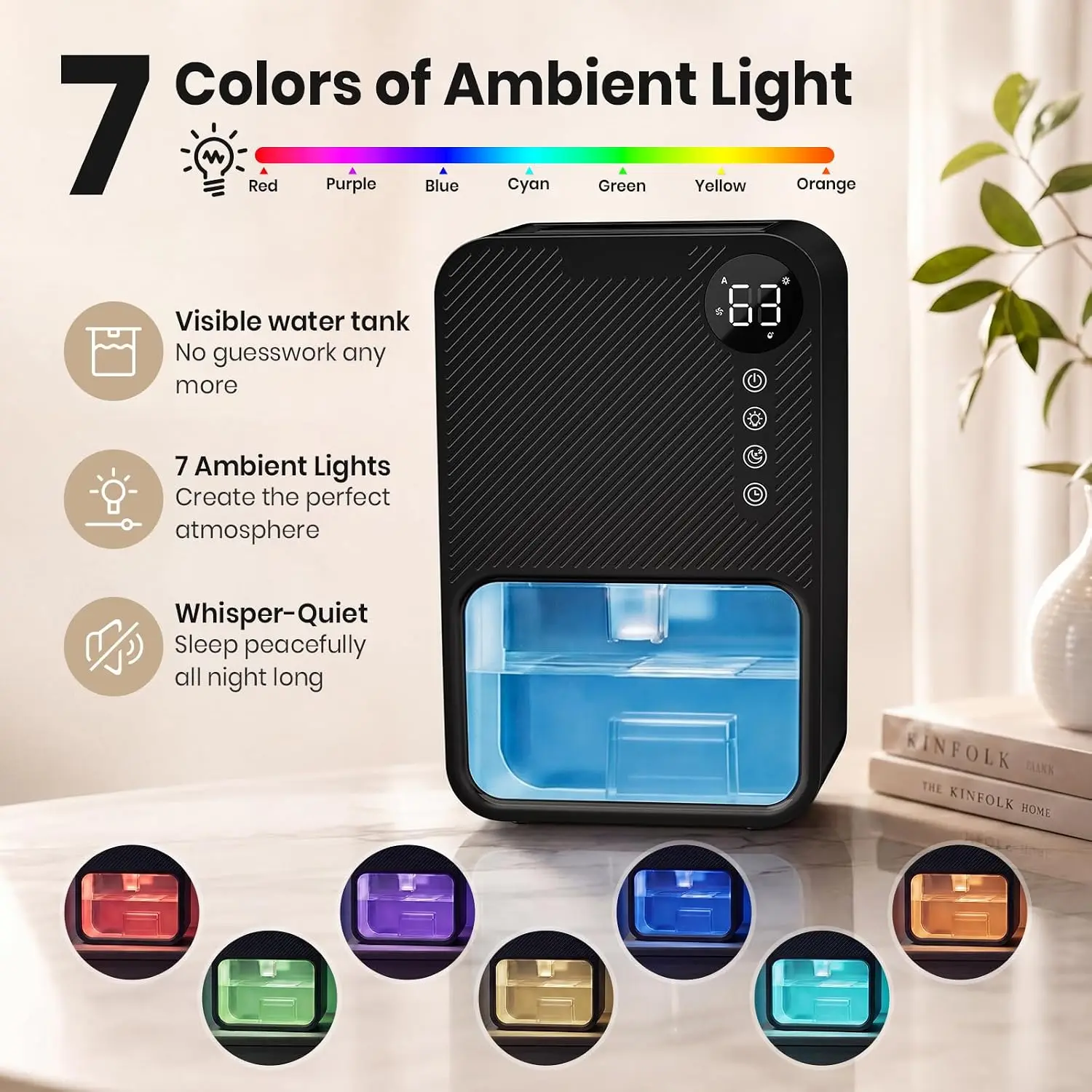 2026 New Upgrade Dehumidifier,128oz Visible Water Tank 1000 Sq.ft Dehumidifier For Home – Quiet Portable Unit With 24-Hour Timer