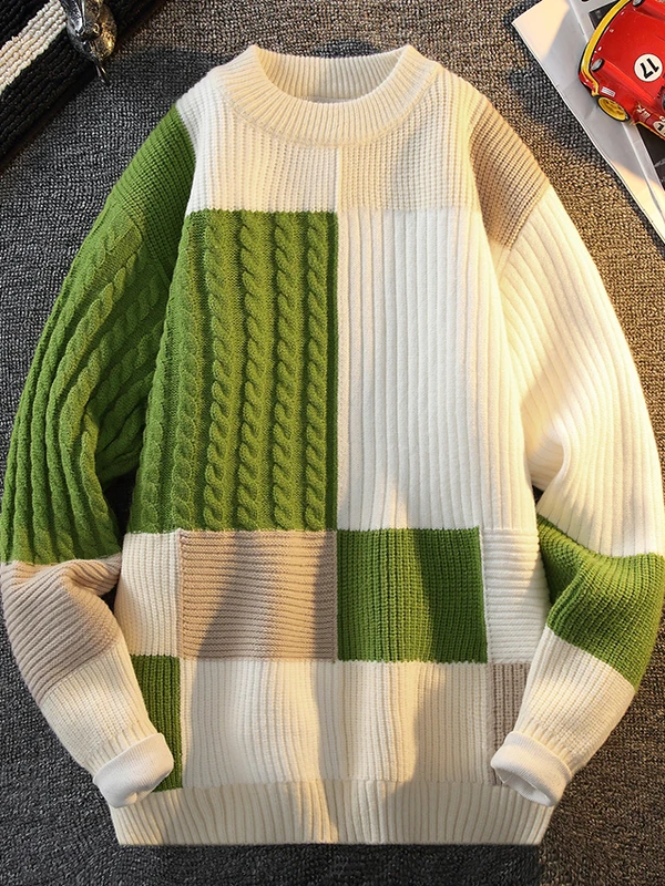 

Thiened round Ne Knitted Sweater for Junior And High School Students Men's Autumn Winter Casual Sle Polyester Fiber