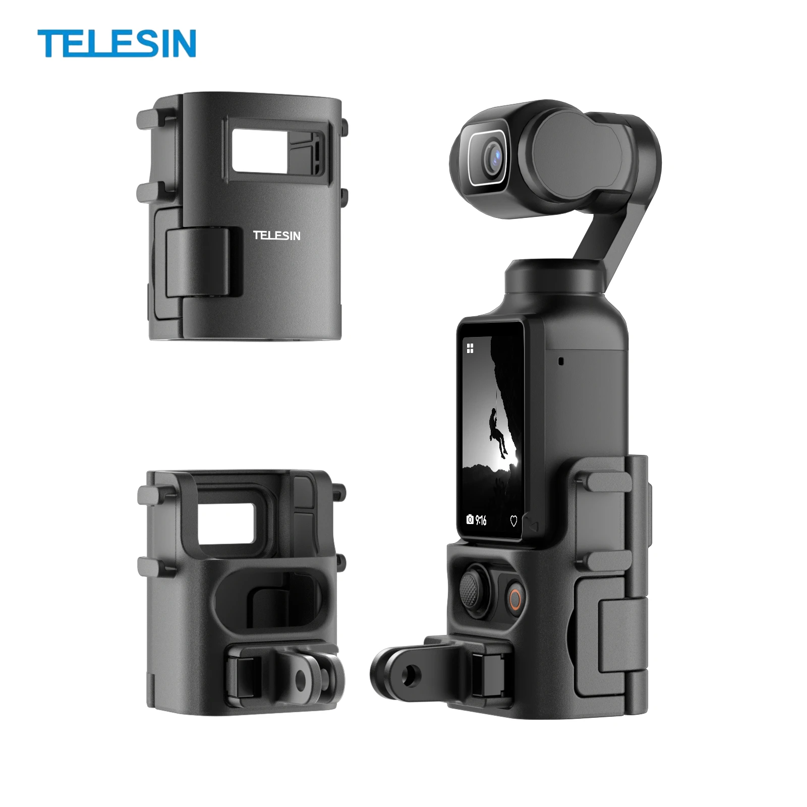 Wielofunkcyjna rama ochronna TELESIN do DJI OSMO Pocket 3, lekki uchwyt rozszerzający z podwójną zimną stopką, akcesoria DJI