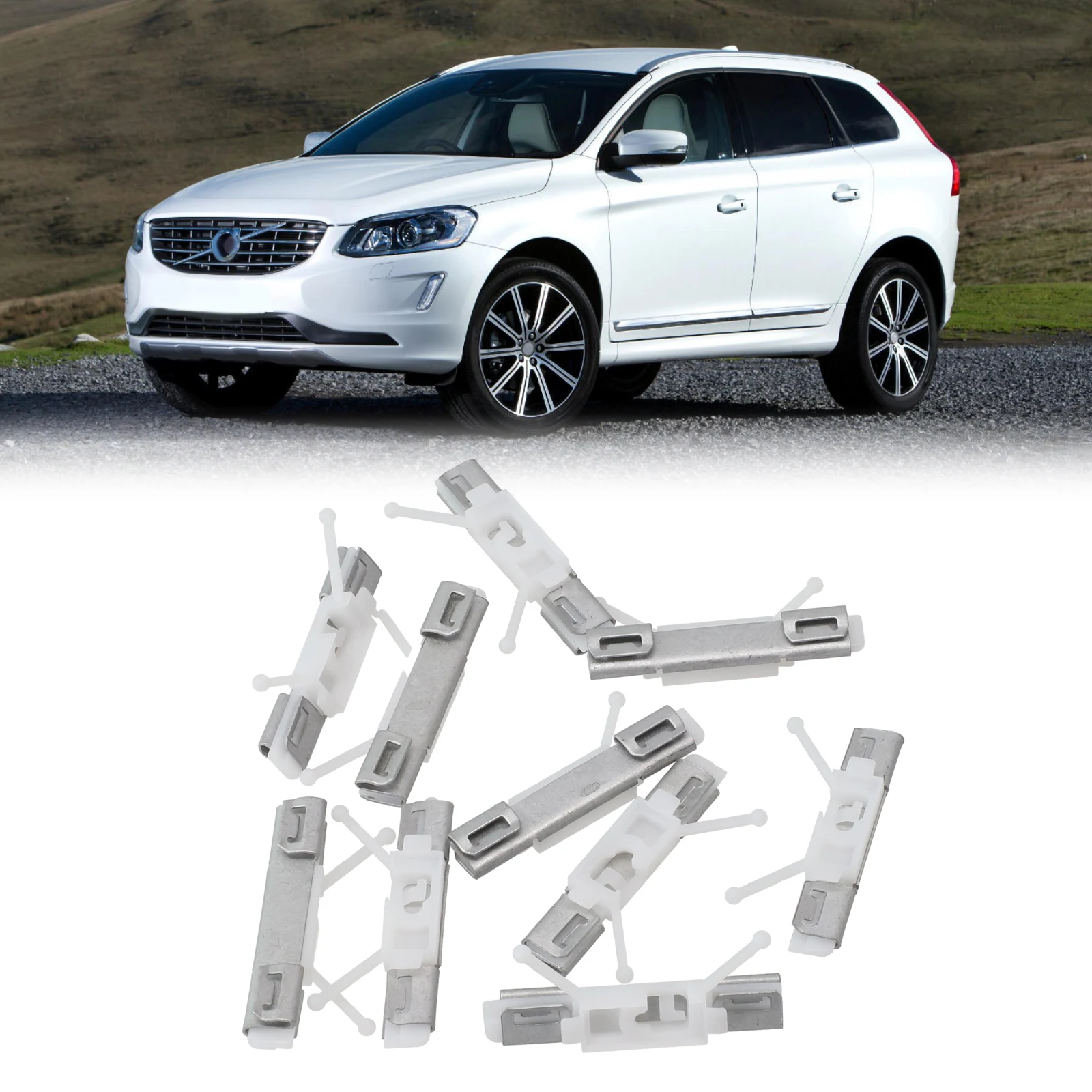 10Pc Front Windshield Post Trim Clip Windshield Post Clip For Volvo XC60 2008-2016 Windshield parts Metal Plastic White 30753487