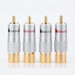 8 Pcs Nakamichi OFC conductor RCA Plug10mm aperture Audio Cable Connector 24K Glod  Plated+ Shipping Free +100% New