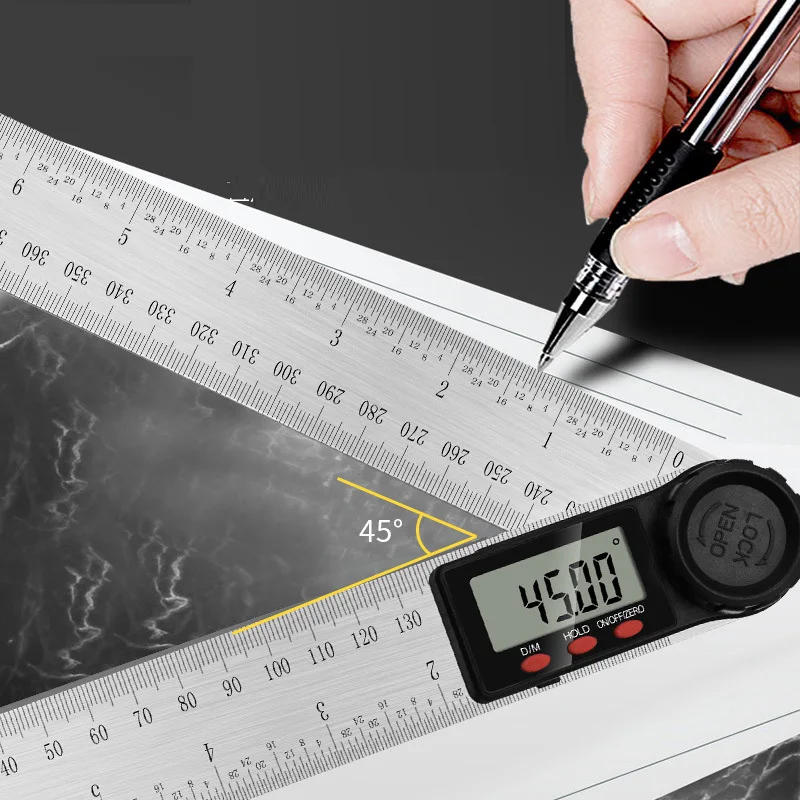 Stainless Steel 0-200mm/30mm Digital Protractor Gauge Angle Ruler Goniometer Tool Instrument Goniometry Finder Meter