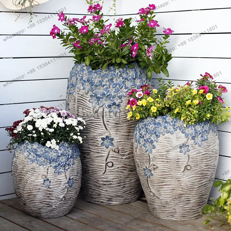 Flower pot outdoor creative personality succulent coarse pottery garden courtyard pottery  terrace balcony decoration ornament