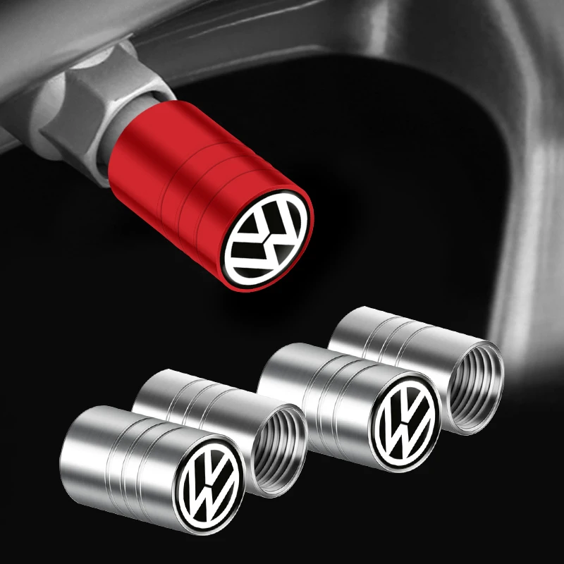 4pc Metal Car Badges Wheel Tire Valve Caps For Volkswagen VW GTI Scirocco Polo T5 Passat b6 B5 B7 Golf Tiguan Jetta T-ROC Beetle