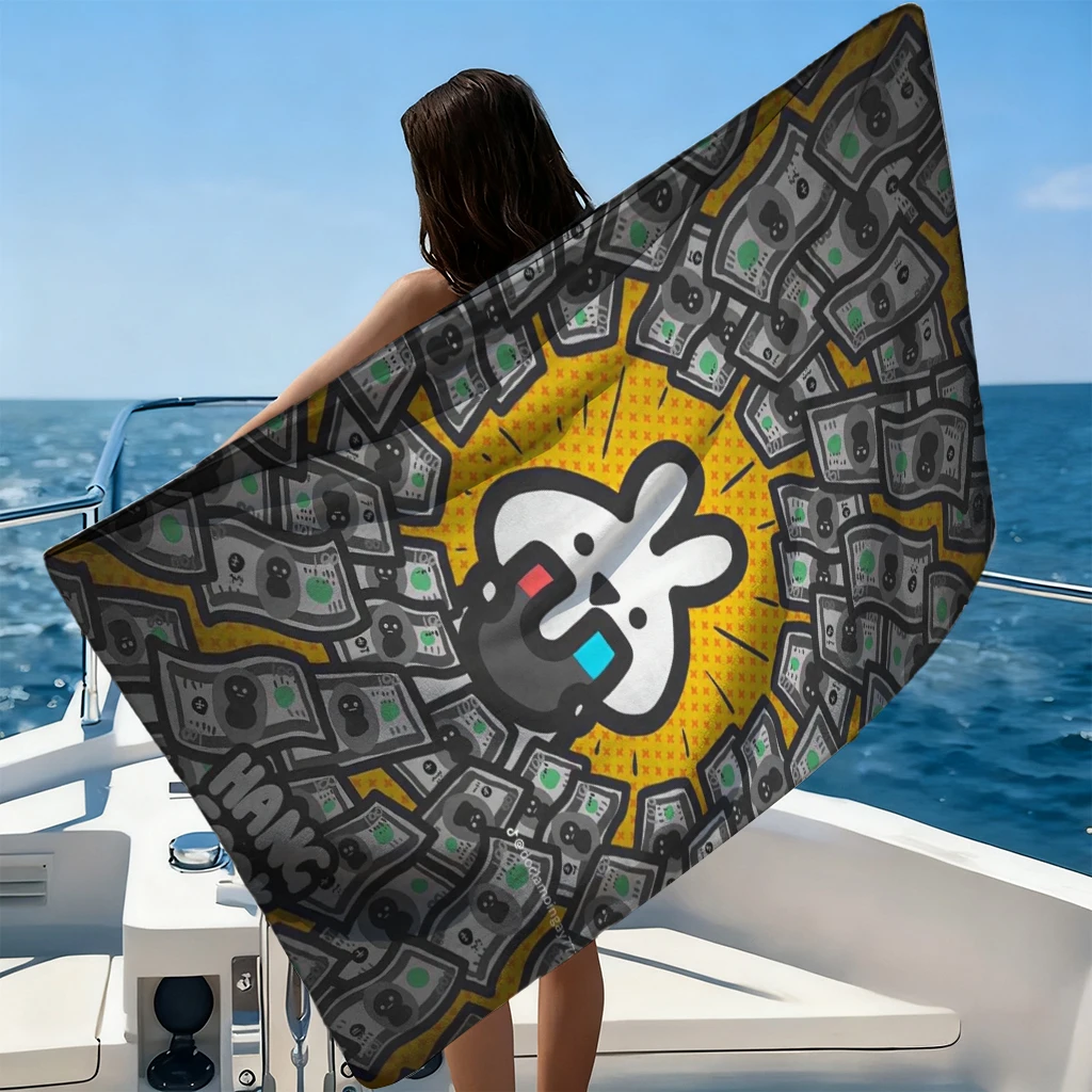 1pc A Rabbit Wrapped in Wealth Beach Towel Quick-drying Towel Suitable for Seaside Pool Camping Vacation Yoga For Family Friends