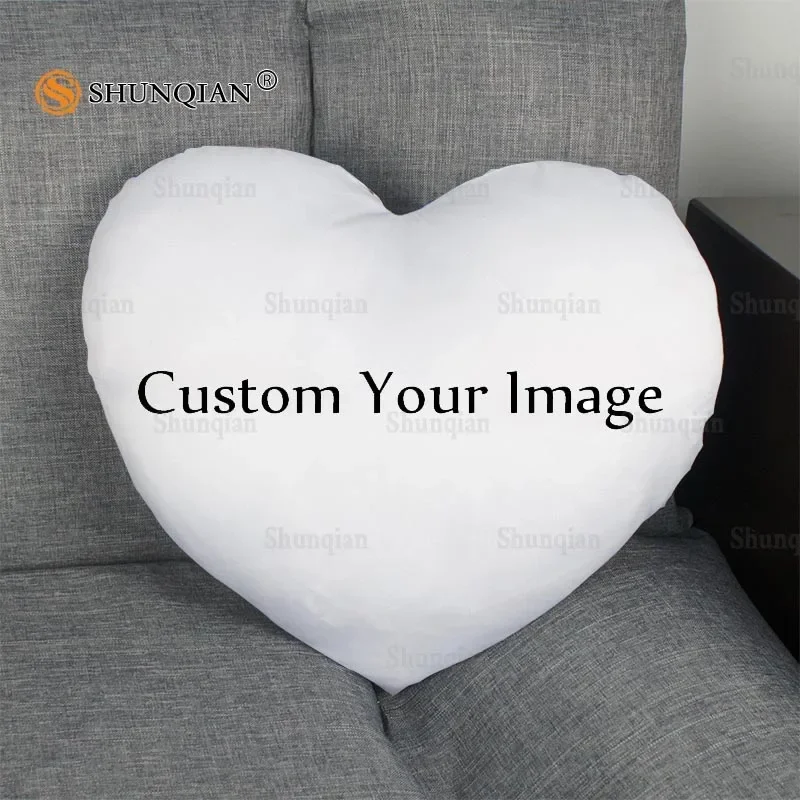 Custom Your Image Pillowcase Heart Shape Zipper Pillow Cover Home Office Wedding Decorative Best Gift Size 41x36cm,47x42cm