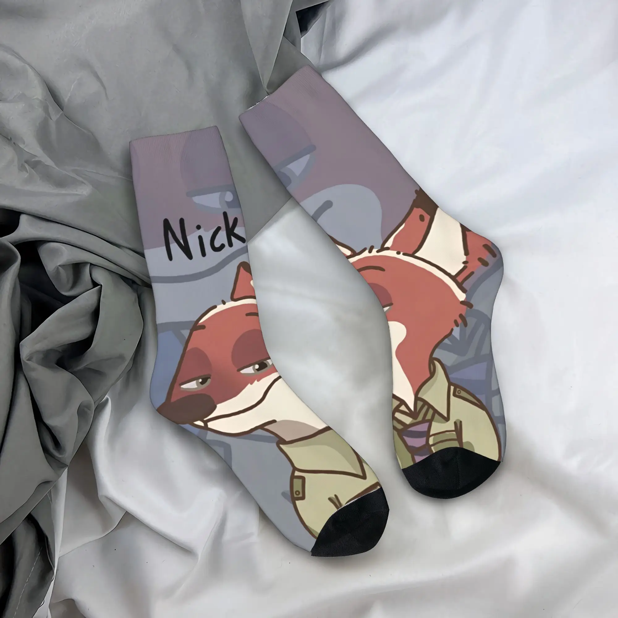 Zootopia 2 Nick Wilde Crew Socks for Women Men Accessories All Seasons  Cotton Long Socks Breathable