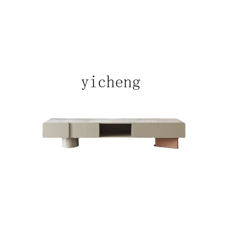 

Yy Light Luxury Microlite TV Cabinet Small Apartment Living Room Personalized Tea Table Combination