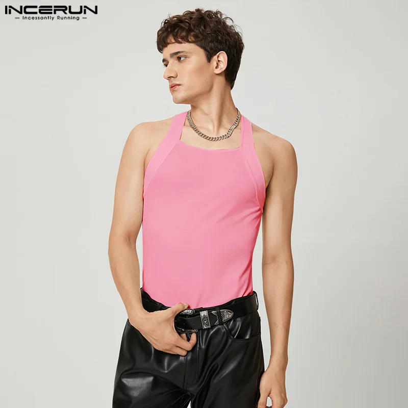 2024 Fashion Men Tank Tops Solid Color O-neck Sleeveless Skinny Vacation Casual Vests Streetwear Party Men Clothes S-5XL INCERUN