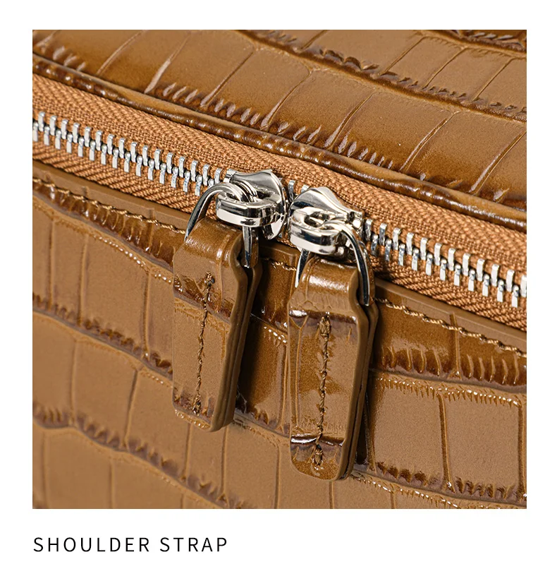 Aidrani Mini-Quadrat-Tasche aus echtem Leder mit Krokodilmuster, Handtasche mit großem Fassungsvermögen, Aufbewahrungstasche für Damen – Detail 16