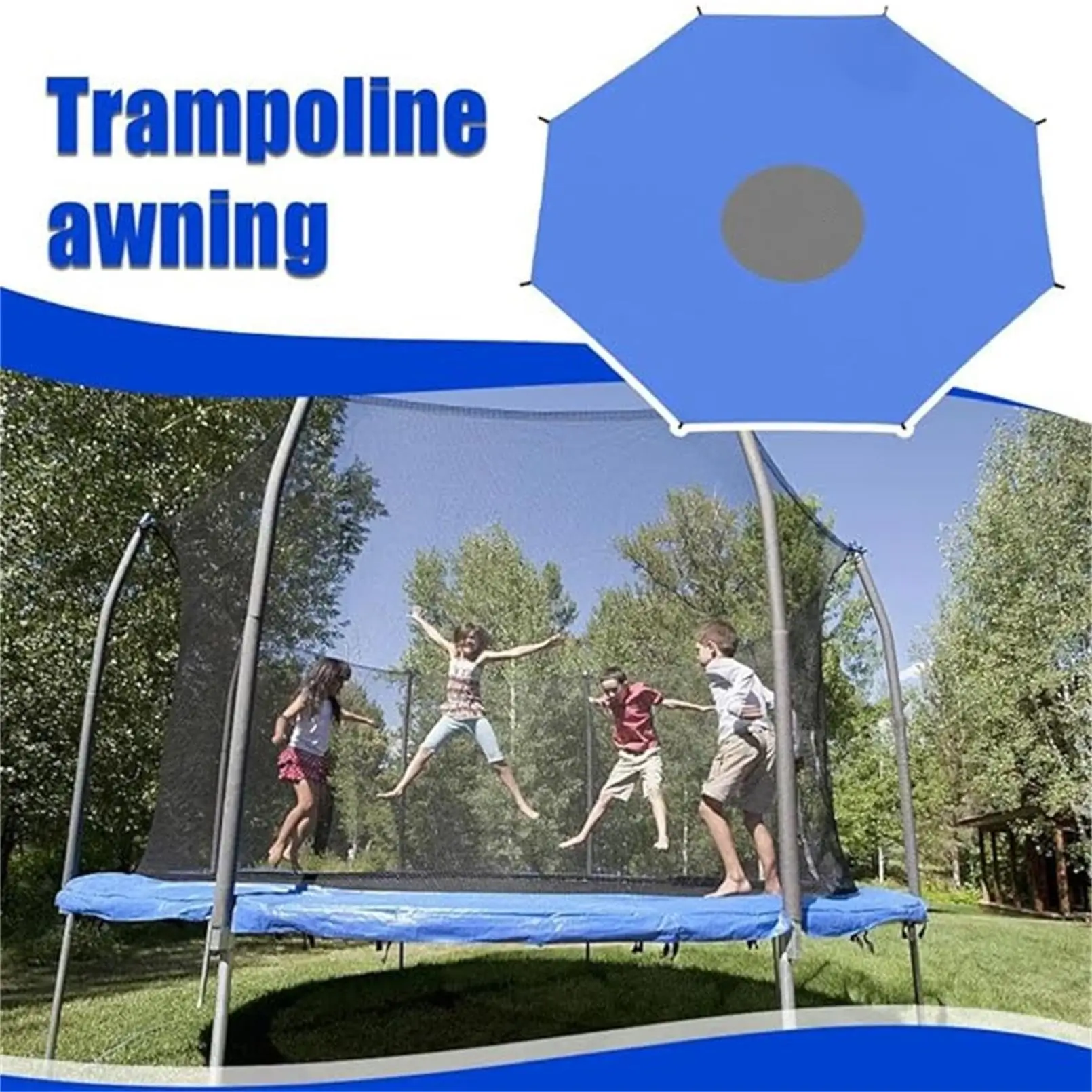 Trampoline Sun Shade Cover 8/10/12/14/16ft，Trampoline Awning, Trampoline tent cover for indoor or outdoor trampolines，Sunshade