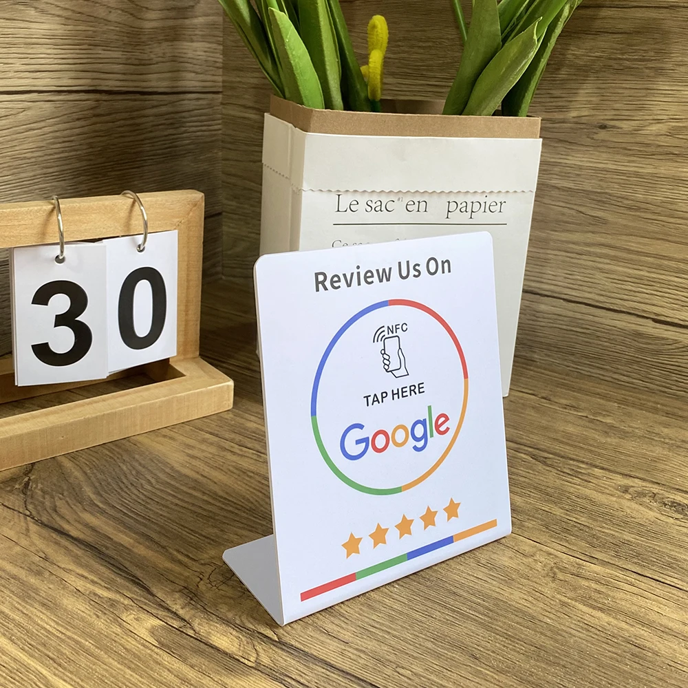 nfc stand 13.56Mhz Programmable Google Reviews NFC Stand Table NT/AG216 NFC Google Review Display nfc card personalized Custom