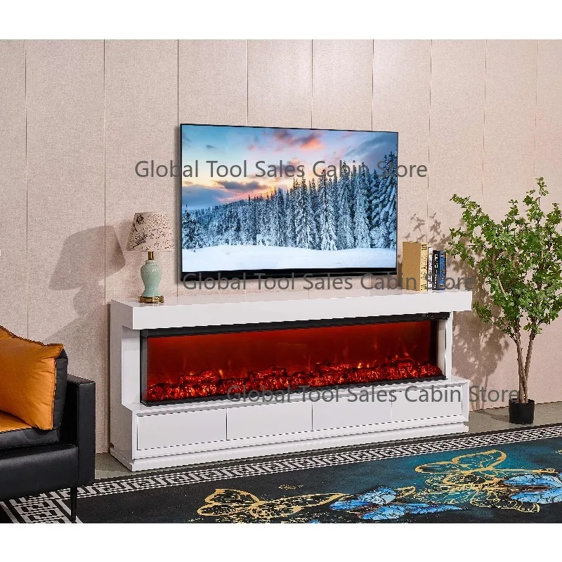 Modern French Country American Style Simulated Fire Decorative Wooden Panel Cabinet for Living Room Bedroom TV Stand