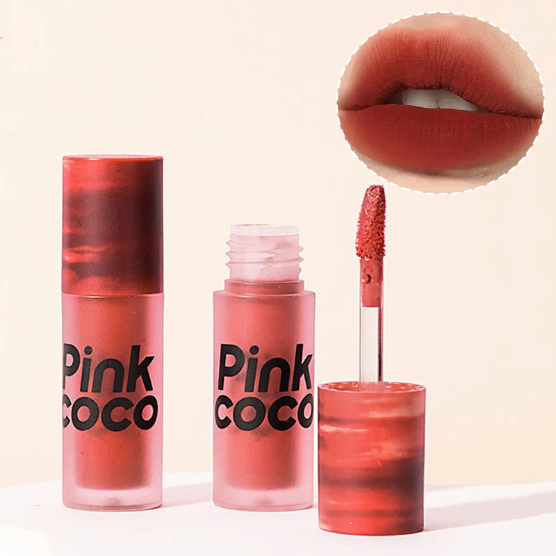 PINKCOCO sunset gauze matte lip glaze dry rose lipstick low saturation lip paste matte white