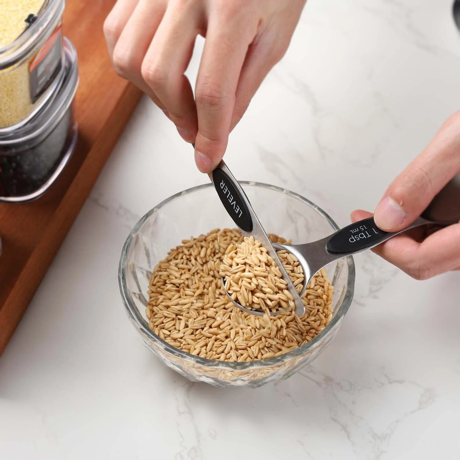 Magnetic Measuring Cups And Spoons Set Including 7 Measuring Cup 7 Measuring Spoons With 1 Leveler For Dry And Liquid Limited Ti