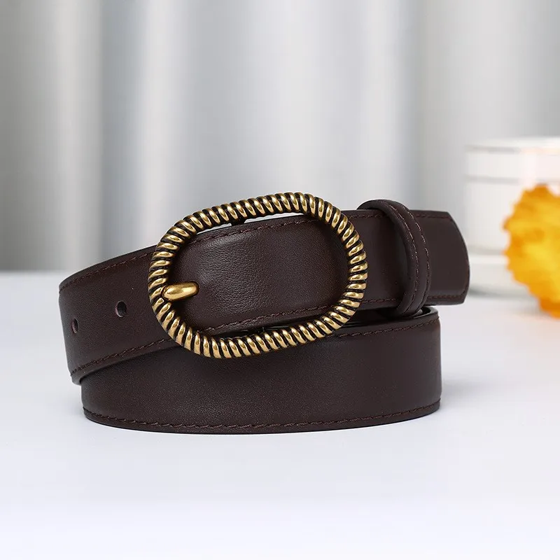 28CM wide leather pin belt for women simple fashionable and versatile Pure casual school style