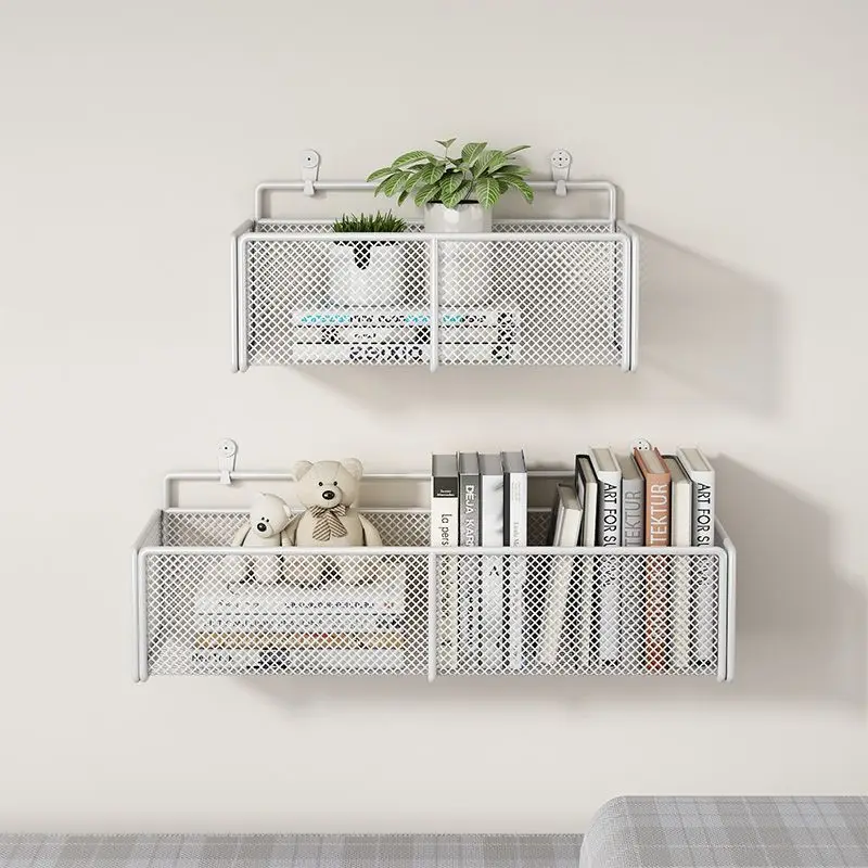 Student Dormitory Wall Mounted Storage Basket Bedhead Storage Rack Kitchen Bathroom Triple Wall Non Perforated Storage Basket