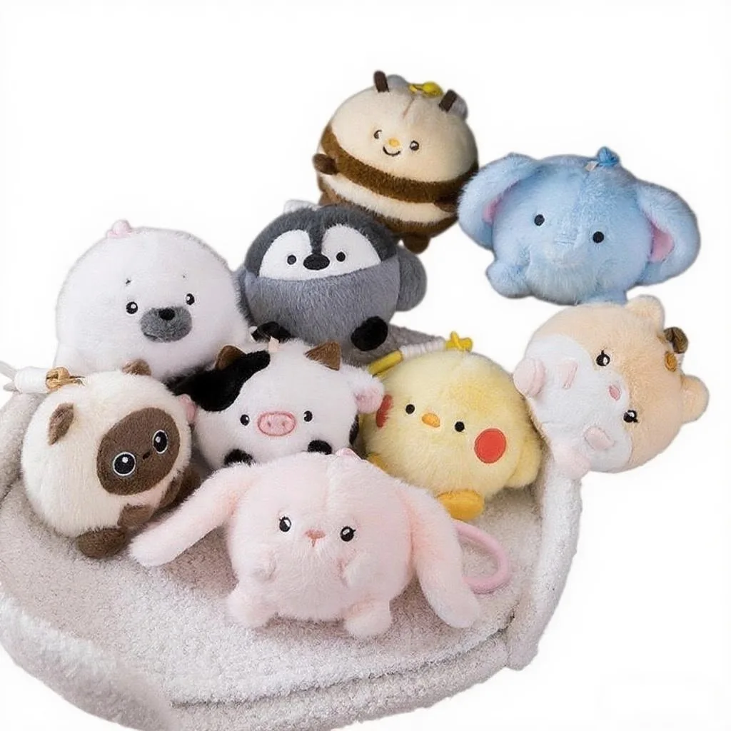 11cm Decompression Ball Animal Penguin Seal Chicken Plush Toy Stuffed Pendant Doll for Children Birthday Gifts Boys Girls
