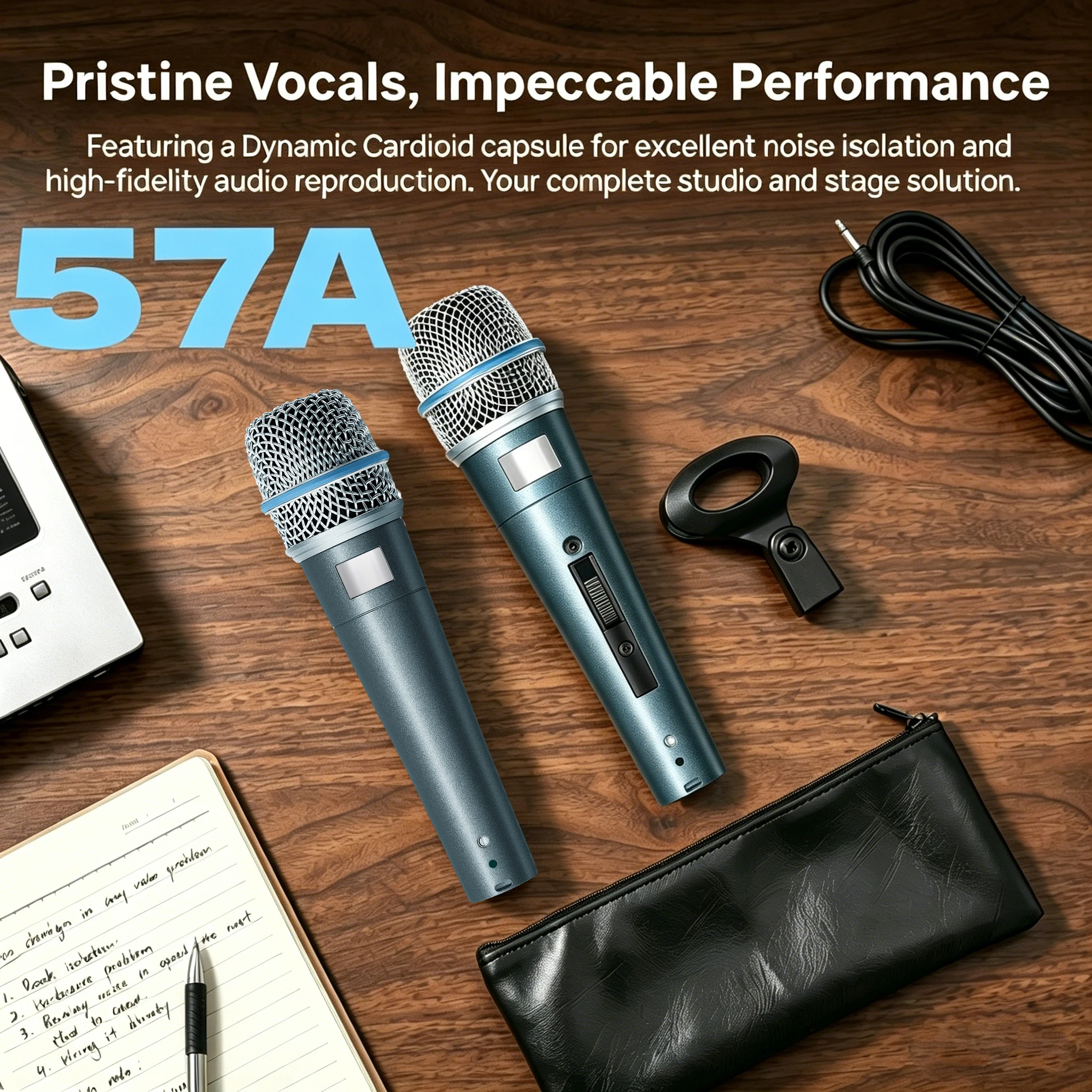 LN-57A Supernierenförmiges professionelles dynamisches Mikrofon, kabelgebundenes Handmikrofon für Karaoke, Gesang, Bühnenauftritte, Gesangsaufnahmen
