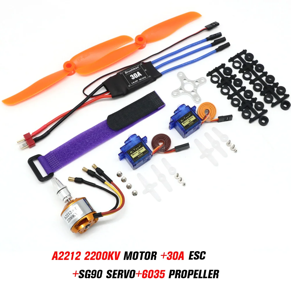 A2212 2212 2200KV 1400KV 1000KV Borstelloze Motor 30A 40A/40A BLheli ESC SG90 9G Micro Servo voor RC Vaste Vleugel Vliegtuig Helikopter - afbeelding 1