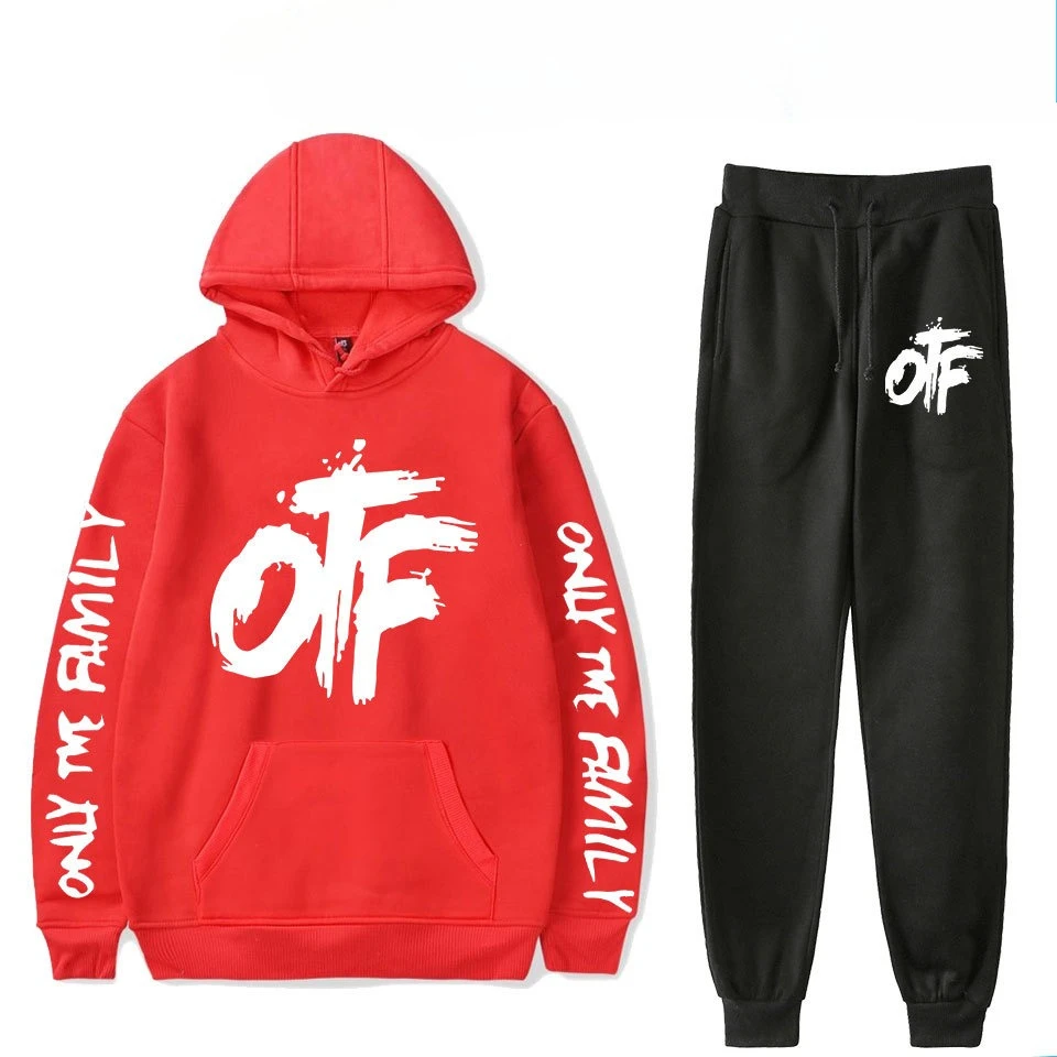 Harajuku Comfortable Funny OTF Letter Print Sweatshirt Sweatpants Suit Men_Women Hoodies+ Trousers Suit Cute 2 Piece Set Clothes