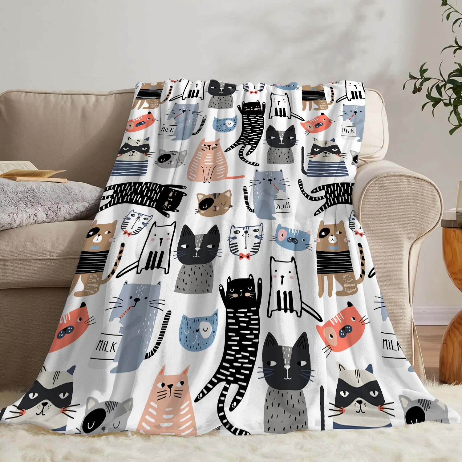 Flannel Throw Blanket Print Blanket Super Soft Cozy Nap Blanket for Bed sofa Office Travel Machine Washable Perfect Home Gift