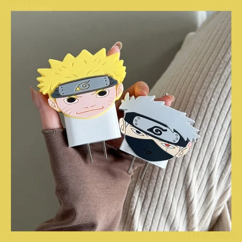 Naruto Kakashi wymienna głowica ładująca pokrowiec ochronny na IPhone Cute Cartoon kabel antywłamaniowy na prezent