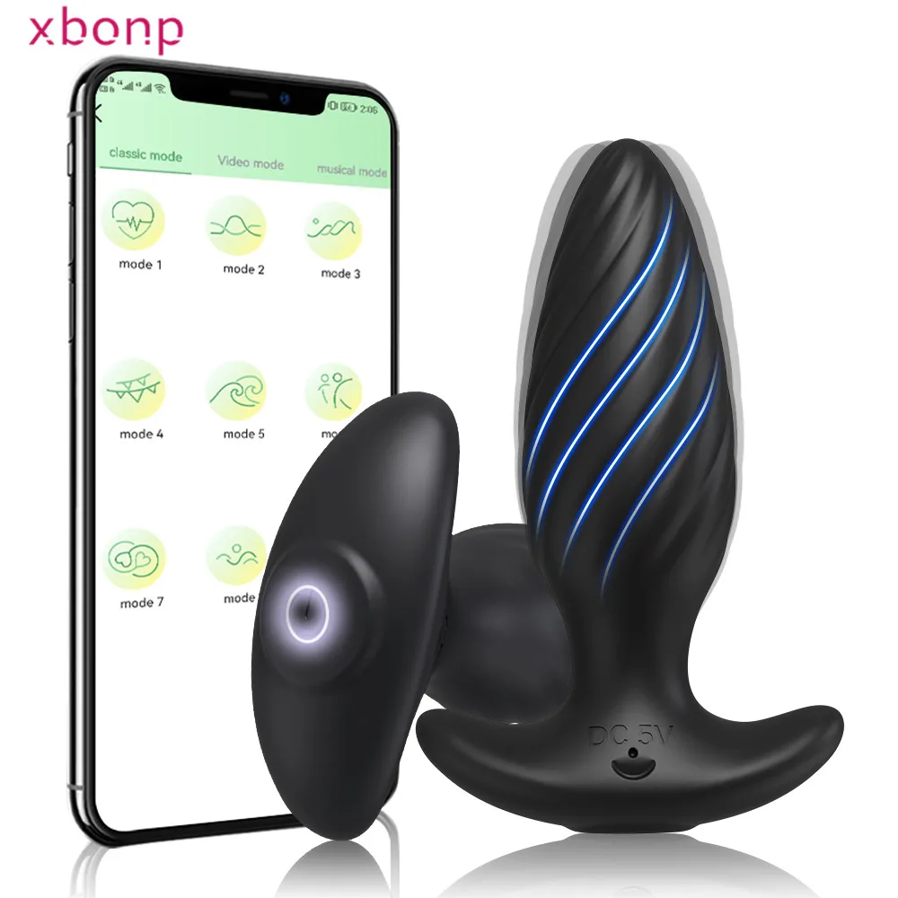 APP Bluetooth Anal Plug Vibrator untuk pria Gay Butt Plug pria pemijat prostat Masturbator barang dewasa mainan seks erotis untuk wanita