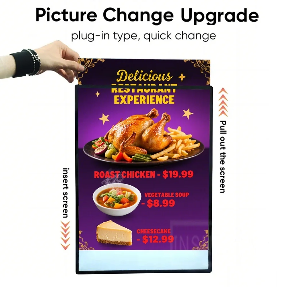 Custom Slim Light Box Backlit Restaurants Menu Advertising Poster LED Light Box Business for Indoor and Outdoor