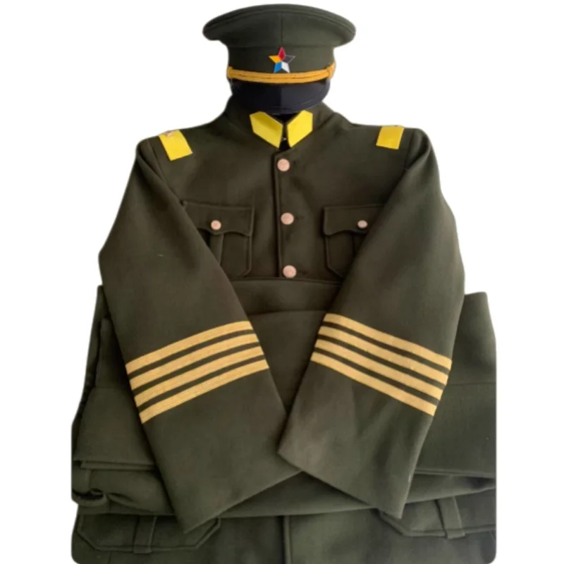 

Chinese Warlord Uniform Vintage Full Warlord Suit Include Jacket Pants Hat Belt Gloves, Stage Performance Cosplay Costumes