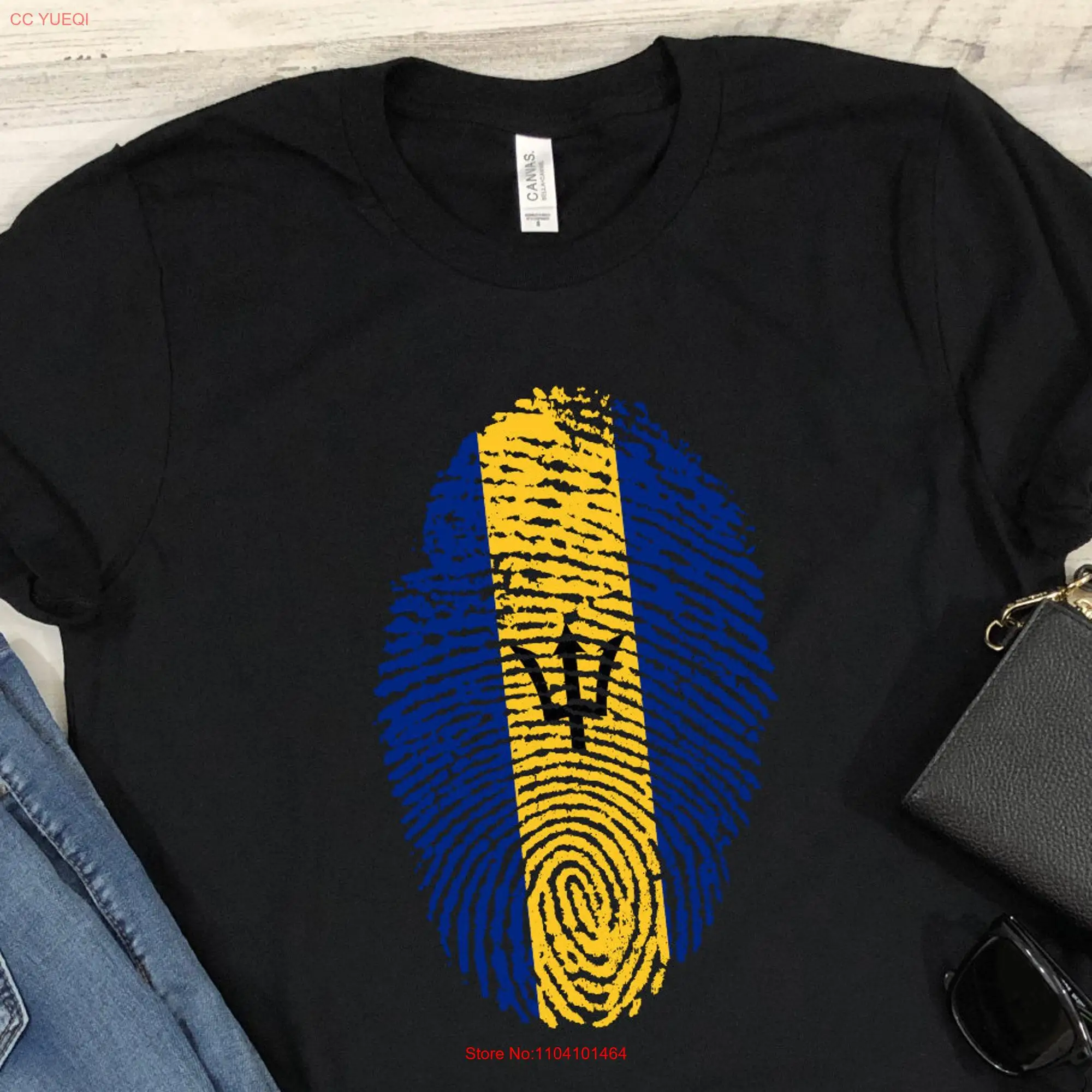 Barbados T Shirt Barbadian Flag Fingerprint Vintage Retro Distressed It's In My DNA Pride Patriotic for Men and Women