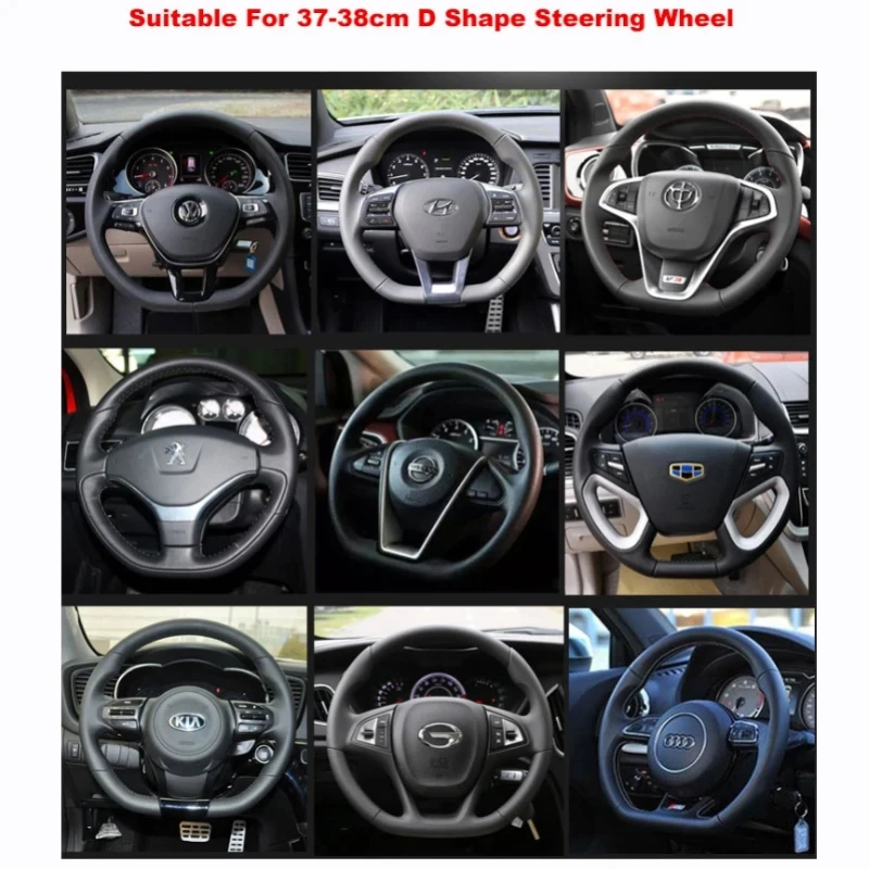 D Shape Car Steering Wheel Cover For VW Jetta 6 2017-2019 Golf 7 Scirocco Bettle 2012-2019 Tiguan 2019 2020 Auto Accesorioss