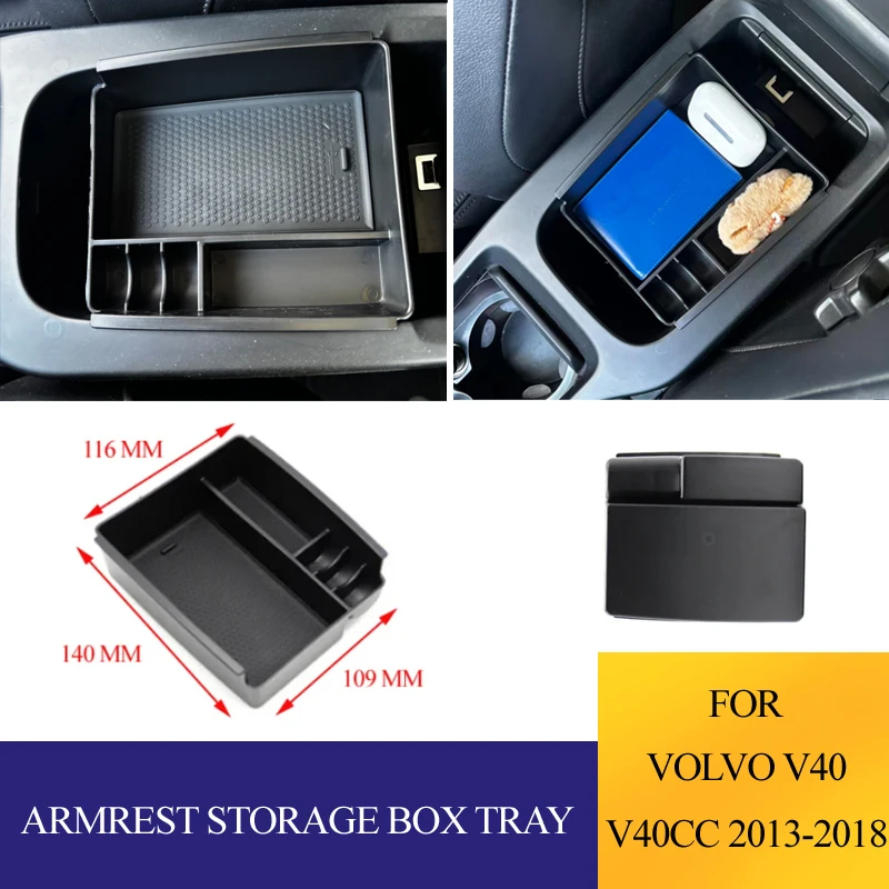Auto-Armlehnen-Aufbewahrungsbox für Volvo V40 V40CC 2013–2018, Mittelkonsolen-Organizer, Innenzubehör