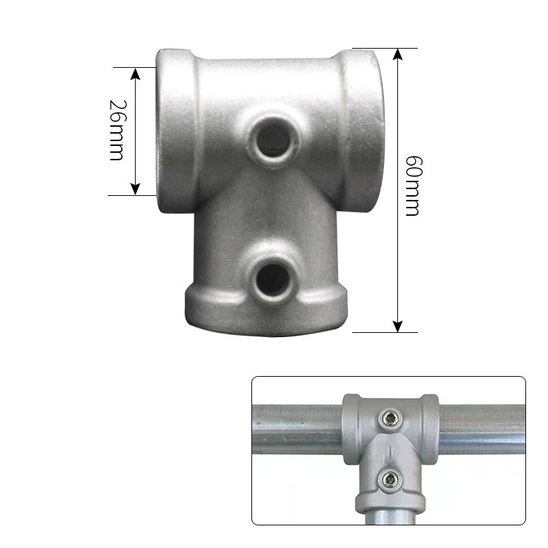 4pcs 25mm round aluminum alloy connector simple cloth wardrobe metal joint galvanized pipe iron water tube elbow tee connector