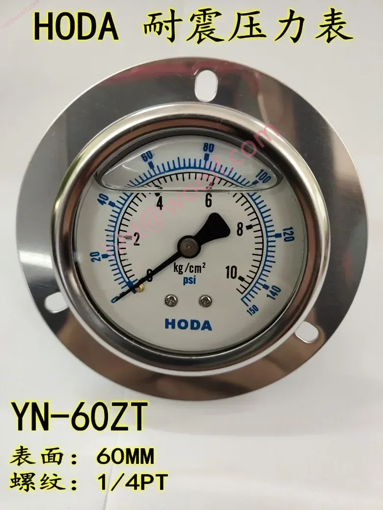 HODA الفولاذ المقاوم للصدأ مقياس الضغط المقاوم للصدمات YN-60ZT 0-10 100 250 كجم ضغط الزيت مقياس التخلخل الهيدروليكي 1/4P