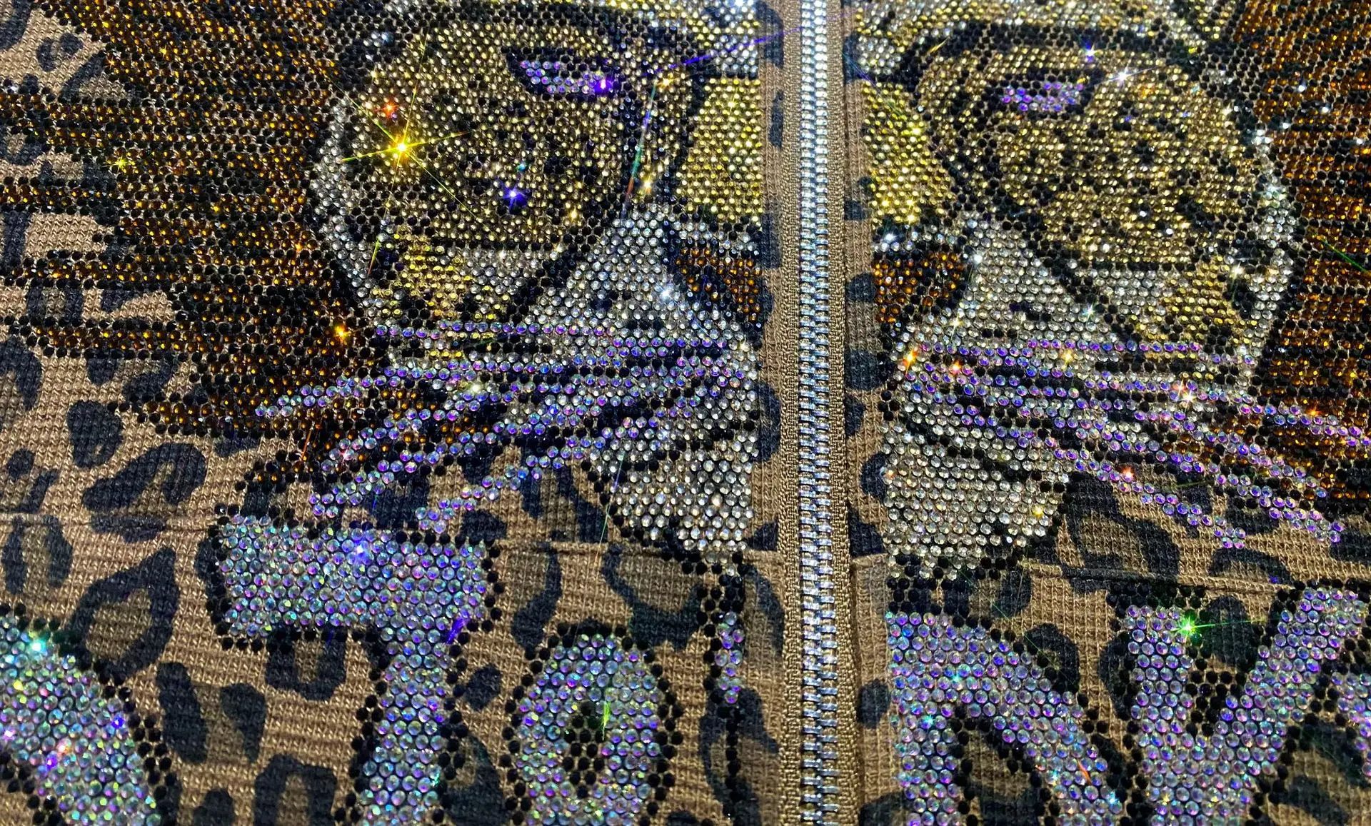 سترات نسائية عصرية بسحاب كاجوال فضفاضة بطبعة الفهد مرصعة بالألماس وسحاب وقلنسوة صدرية كردستانكا Жensarska СКпюшоonom #4