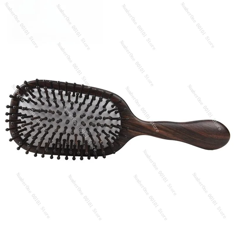 Premium Ebony Wood Hair Care Comb Air Cushion Paddle Brush Scalp Massage Meridian Acupressure Detangling Anti Static Smooth
