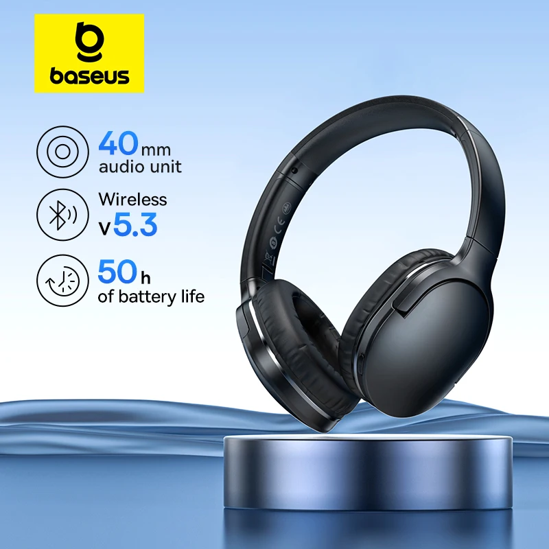 Baseus Encok D02 Pro Wireless Headset 40mm Audio Unit Bluetooth 5.3 Headphones 50H Dual Use Foldable Sport Gaming Phone Earphone