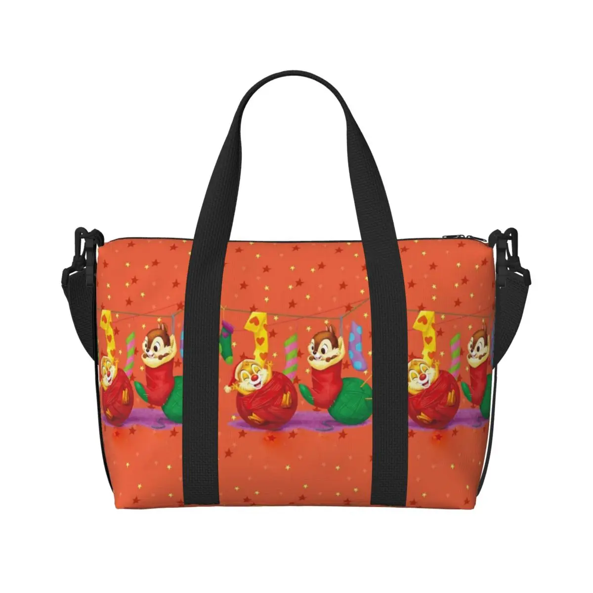 

Custom Funny Cartoon Chip And Dale Beach Tote Bag Women Big Compartment Beach Gym Travel Bags