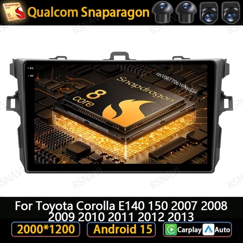 Toyota Corolla E140/150 용 Android 15 차량용 라디오 2007 2008 2009 2010 2011 2012 2013 Qualcomm 헤드 유닛 스테레오 BT DVD 멀티미디어