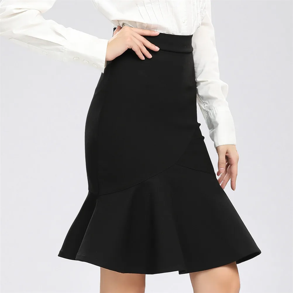 

Version of high waist bag hip stretch skirt ruffled A word skirt fishtail skirt