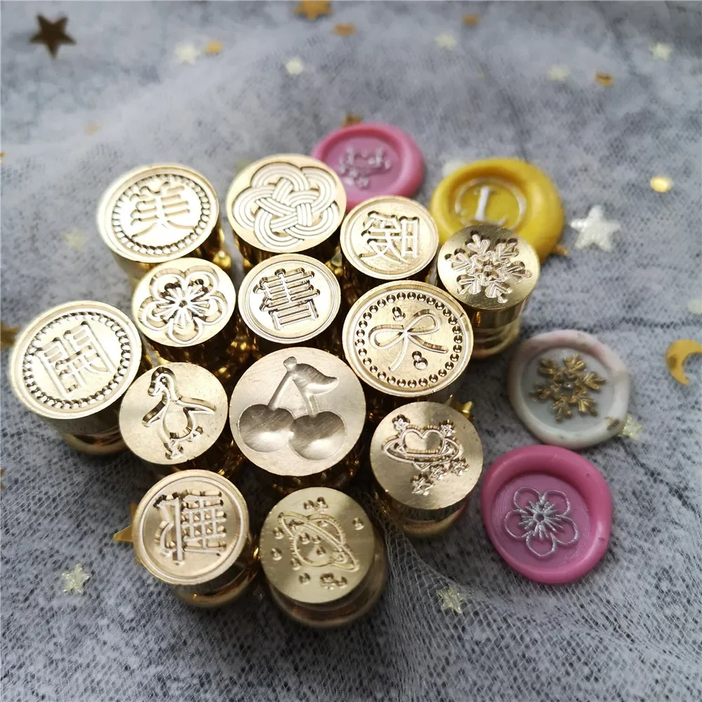 MINI pieczątka woskowa 12mm 1.2cm średnica mosiężna główka świeże logo kwiat wiśni/perła herbata mleczna/plante/truskawka/węzeł pieczęć do ciasta