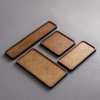 Bamboo Mat Noodle Tea Tray Dry Soaking Tray Woven Mat Noodle Coaster Kung Fu Tea Set coffee table decor