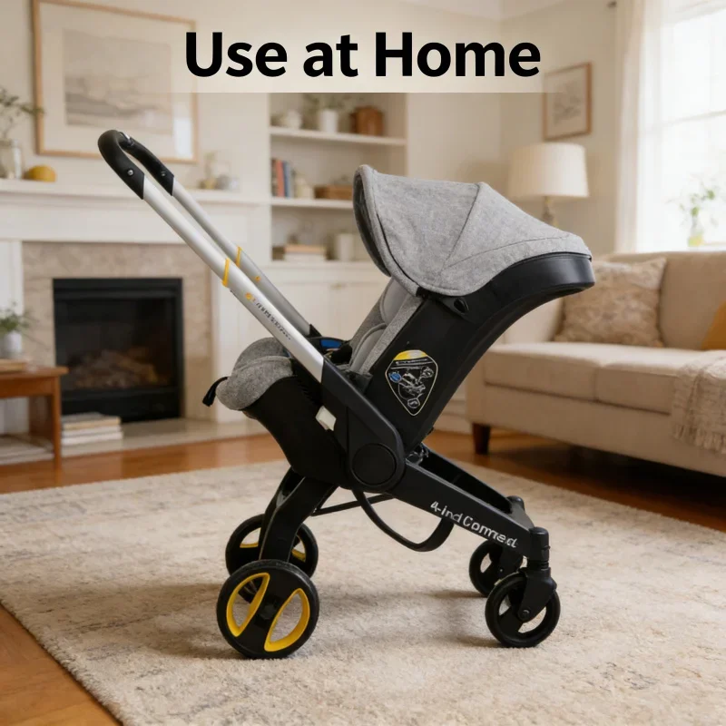 Lightweight 4-in-1 Folding Baby Stroller for 0-24 Months Portable Travel Pram with Infant Car Seat Bassinet Carrier & Pushchair