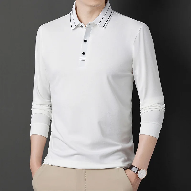

Spring Autumn Middle-aged Men's Long Sleeve Polo Shirt