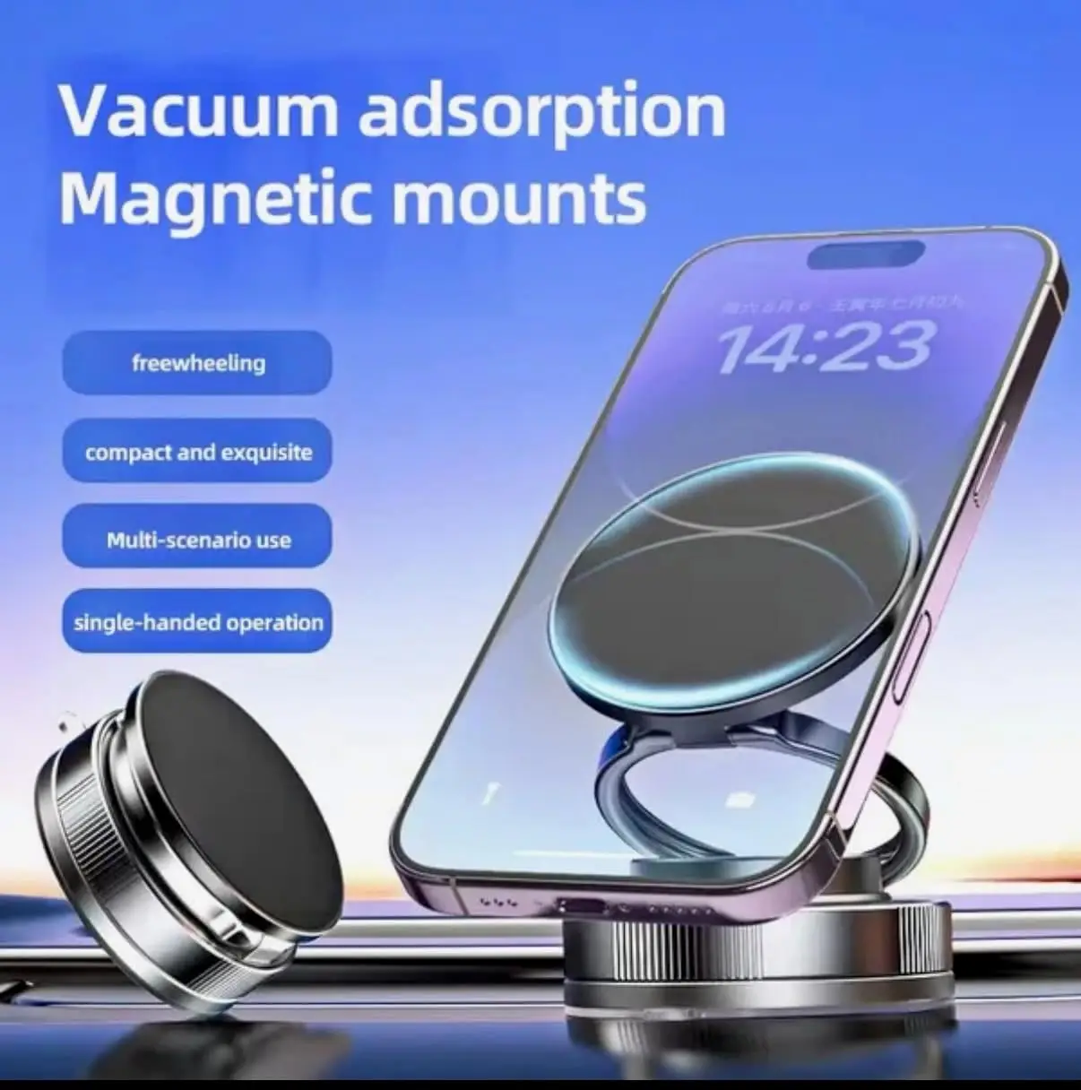 360° Adjustable Vacuum Magnetic Phone Holders Foldable Suction Magnetic Phone Holder,Multifunctional Cellphone Mount for Smooth