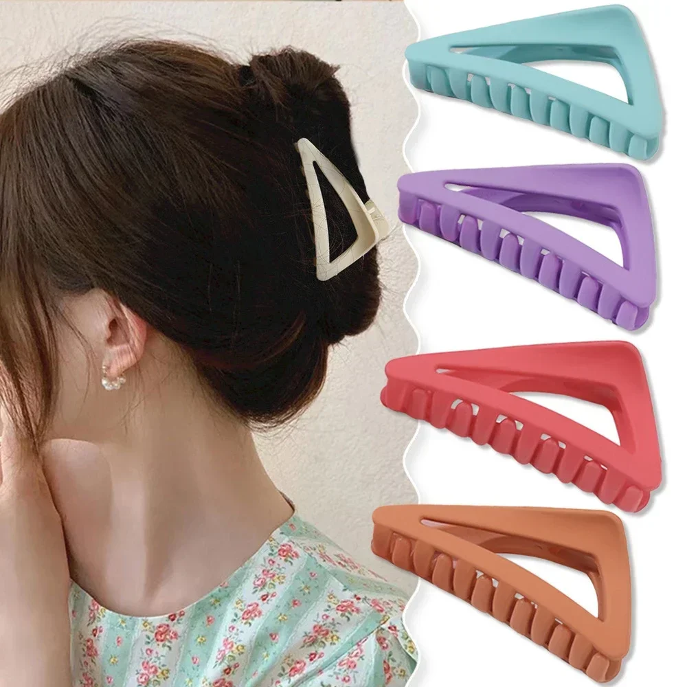 Frosted Triangle Hair Claw Clip for Women Girls Simple Solid Color Barrettes Hairpin Crab Ladies Fashion Hair Style Accessories