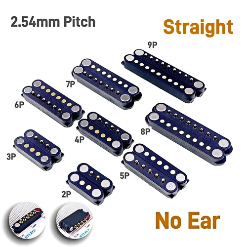 Imagen 2 del producto 1/3/5 pares impermeable DC conector Pin Pogo magnético 2 3 4 5 6 7 8 9 polos 2,54 MM Pogopin macho hembra tira de contacto 90 grados